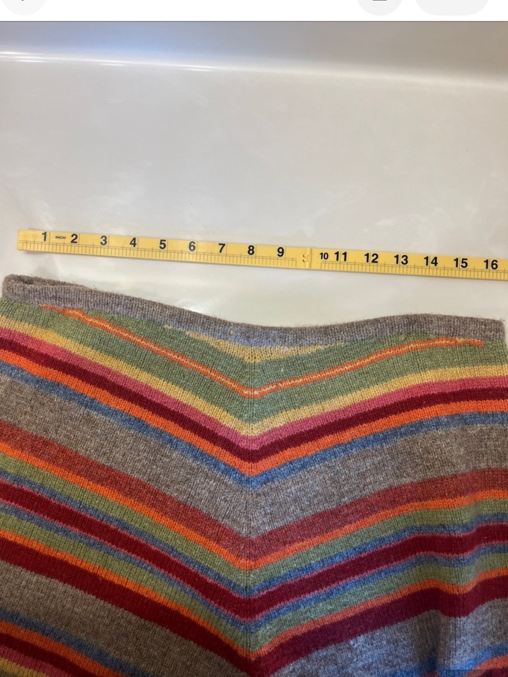Lauren Ralph Lauren Gray Maxi Skirt with Multicolor Chevron Stripes - Picture 5 of 5